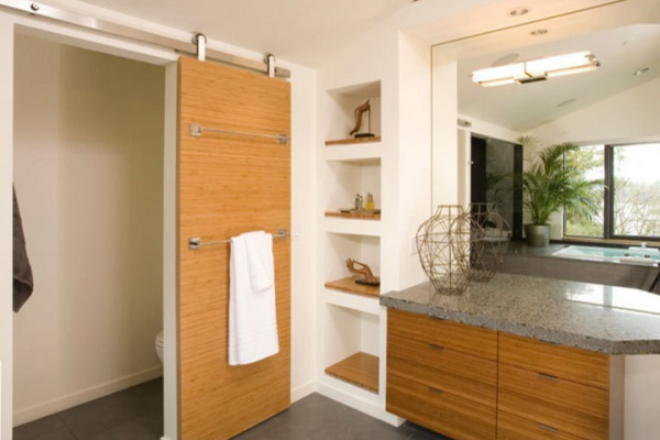 Custom Cabinets with Sliding Doors for Small Bathrooms